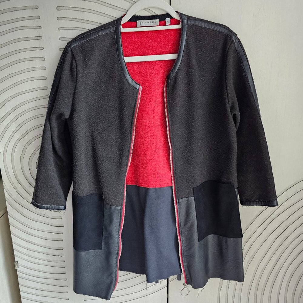 Wool Leather Block Long Fall Jacket - image 2